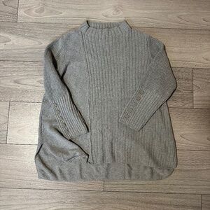 Habitat | Long Sleeve Gray Mock Neck 100% Cotton Knit Sweater